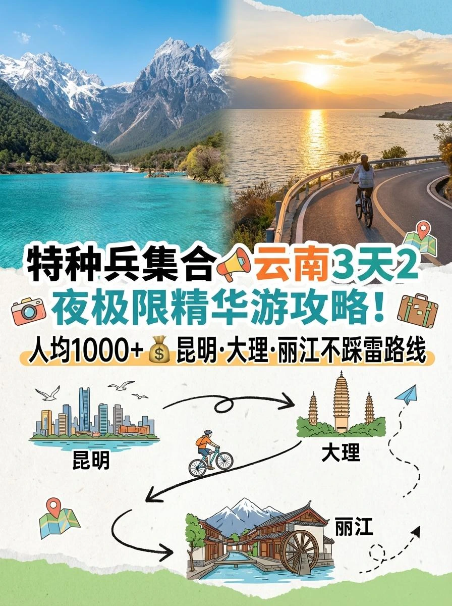人均1k3‼️云南3天2夜旅游攻略